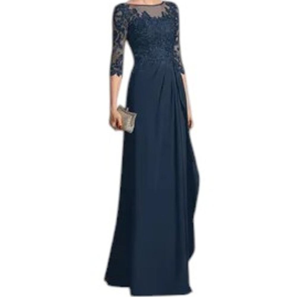 JJ's House Corisande Dark Navy A-line Sequins Lace Dress Womens Size 12 NEW